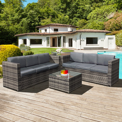 Malta Rattan 6 Seat Lounge Set | Walnut Grey