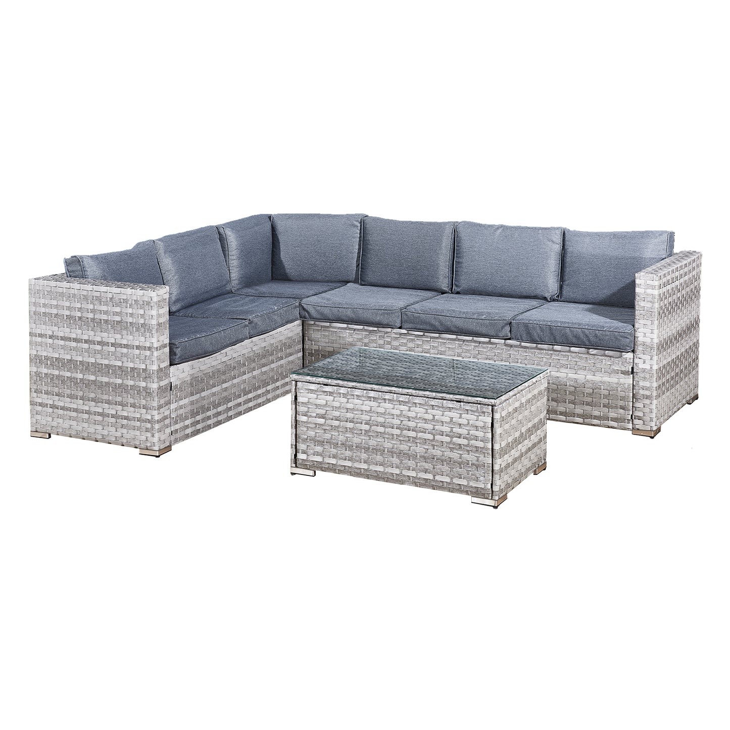 Acorn Rattan 6 Seat Corner Sofa Set in Dove Grey