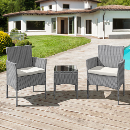 Antigua Rattan 2 Seat Tea for Two Set in Grey