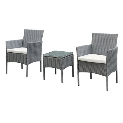 Antigua Rattan 2 Seat Tea for Two Set in Grey