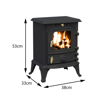 Royal Fire™ 4.5kW Cast Iron Multifuel Stove + Firewood Starter Kit