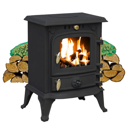 Royal Fire™ 4.5kW Cast Iron Multifuel Stove + Firewood Starter Kit