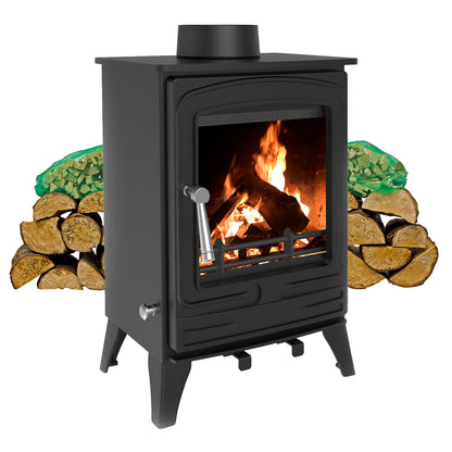 Royal Fire™ 4.2kW Steel Eco Multifuel Stove + Firewood Starter Kit