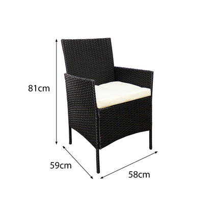 Hawaii KD Rattan 2 Seat Tea for Two Set | Black