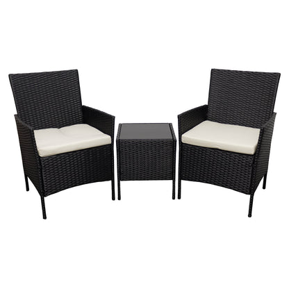 Hawaii KD Rattan 2 Seat Tea for Two Set | Black