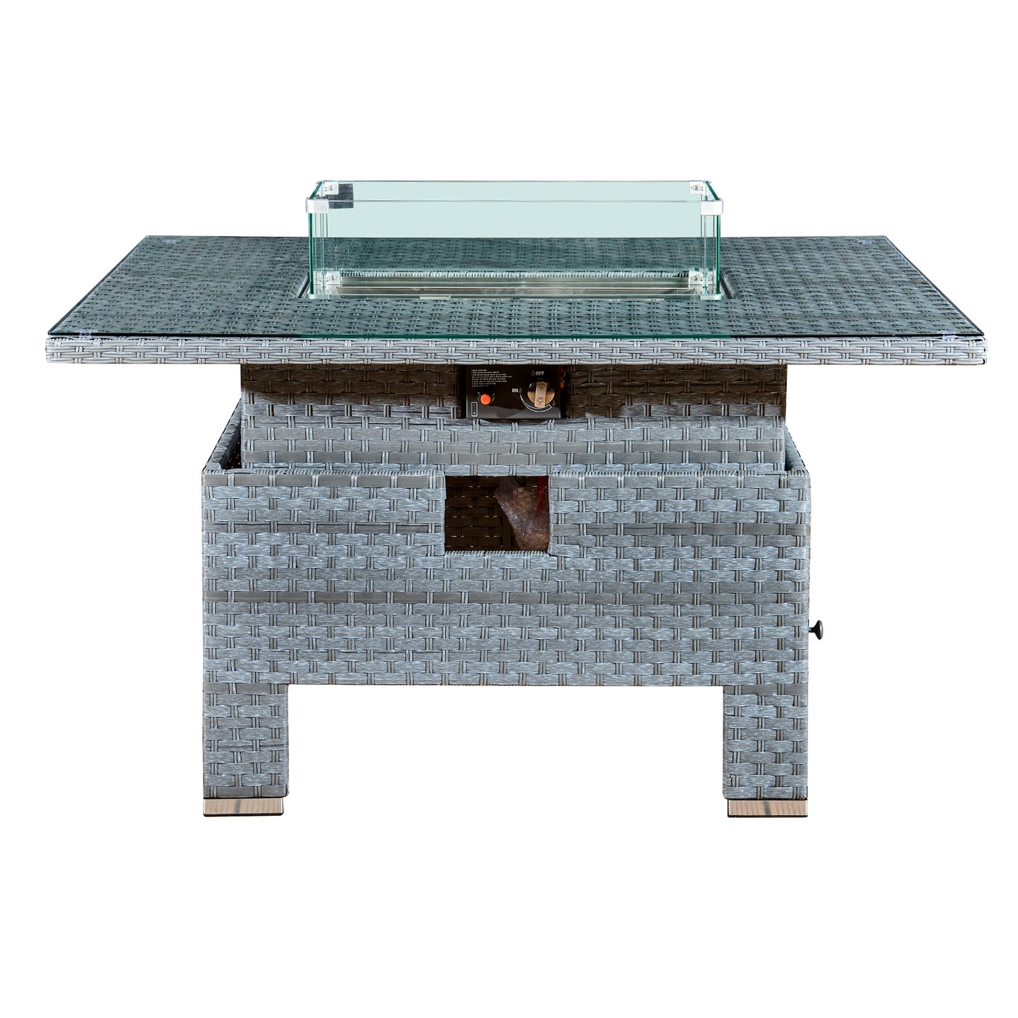 Royal Fire™ Icarus Rattan Rising Firepit Table in Ocean Grey