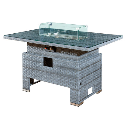 Royal Fire™ Icarus Rattan Rising Firepit Table in Ocean Grey