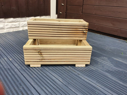 L Shape 2 Tier Wooden Treated Decking Planters Pots | Multiple Sizes