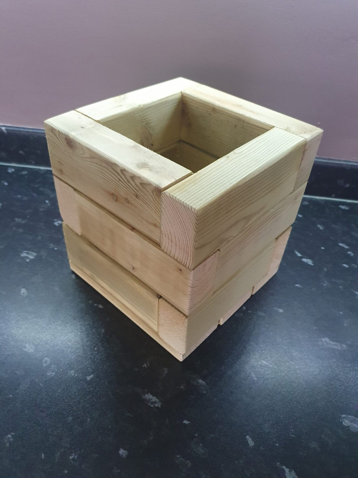 20cm X 20cm SQUARE WOODEN GARDEN PLANTER PLANT POT