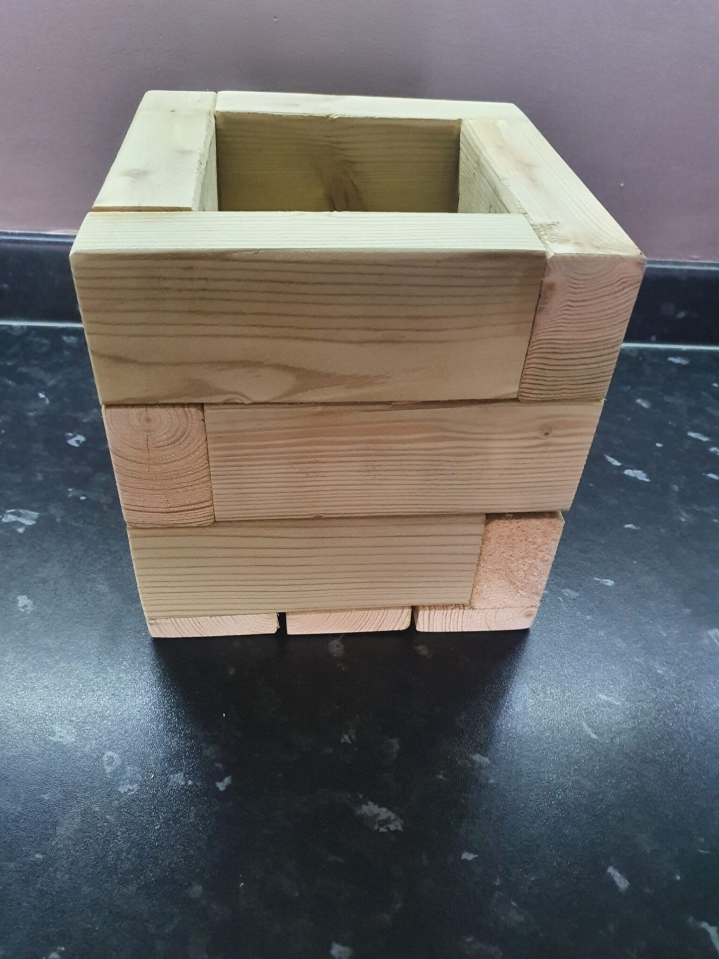 20cm X 20cm SQUARE WOODEN GARDEN PLANTER PLANT POT