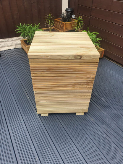 40cm X 40cm Garden Storage Box Decking Wood Treated Indoor Or Outdoors