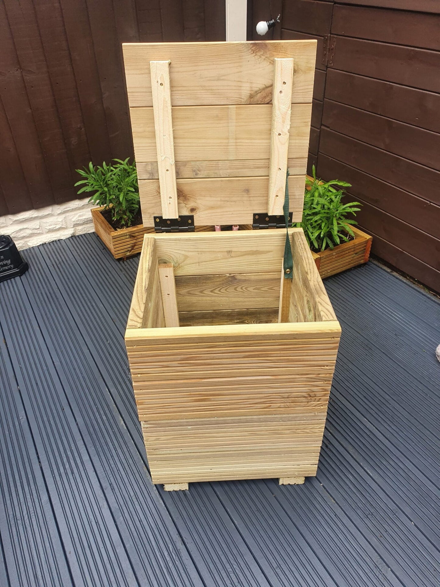 40cm X 40cm Garden Storage Box Decking Wood Treated Indoor Or Outdoors