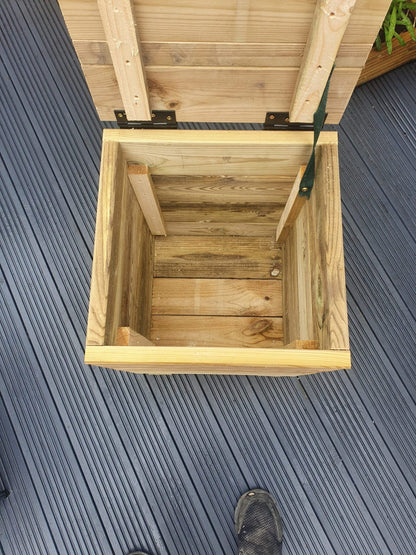 40cm X 40cm Garden Storage Box Decking Wood Treated Indoor Or Outdoors