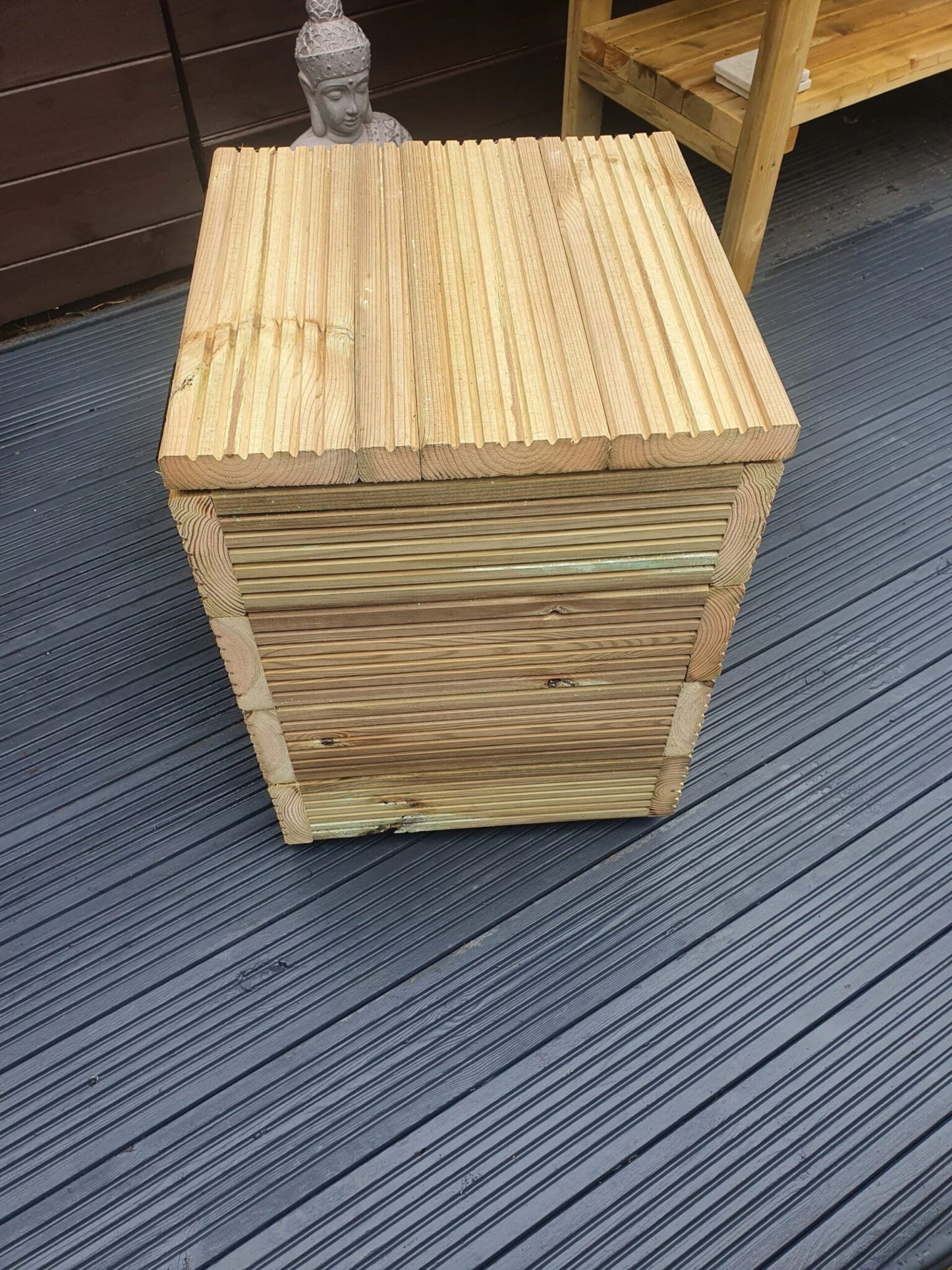 40cm X 40cm Garden Storage Box Decking Wood Treated Indoor Or Outdoors