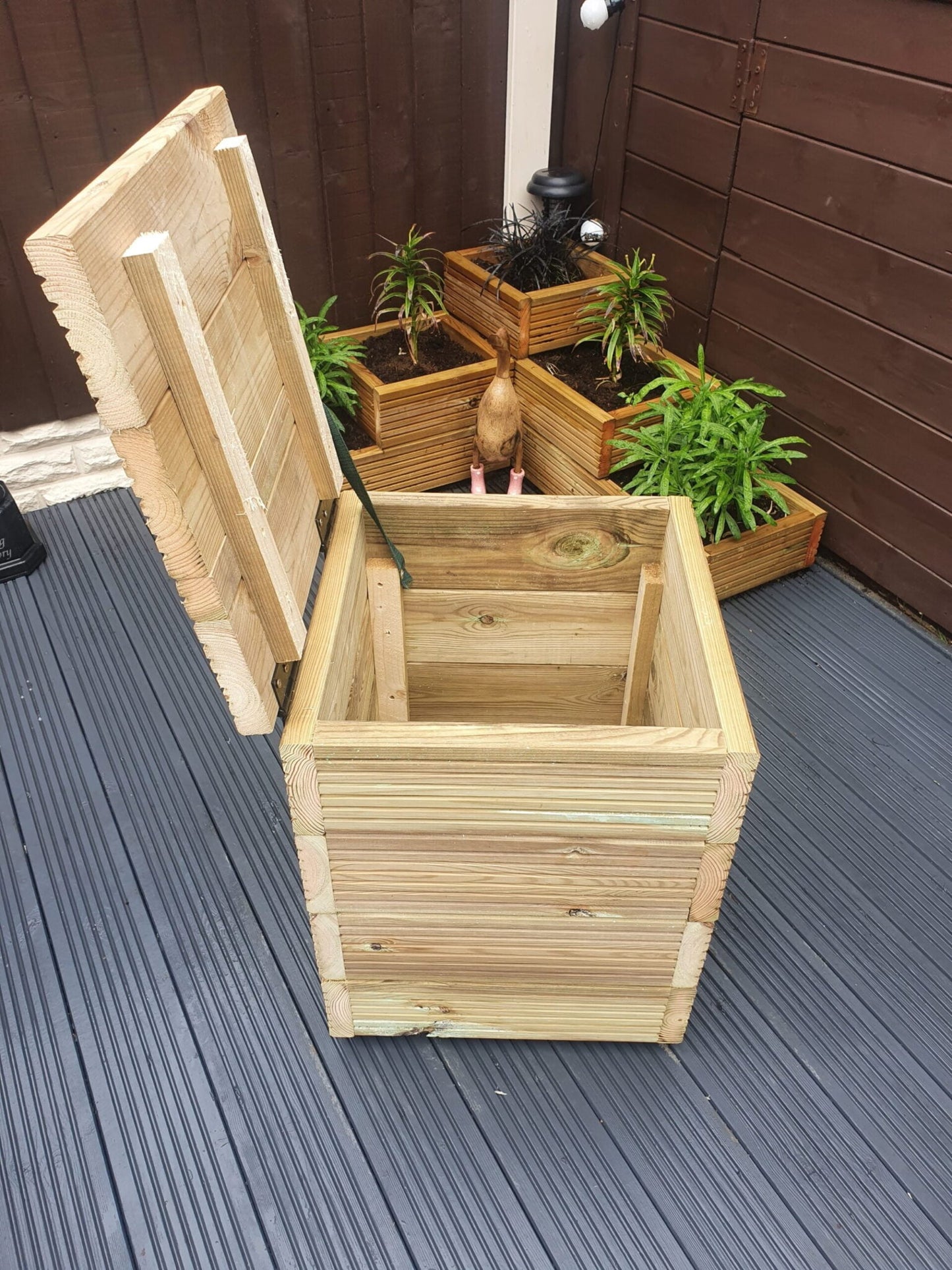 40cm X 40cm Garden Storage Box Decking Wood Treated Indoor Or Outdoors