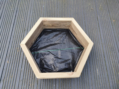 3 Sizes Of Hexagon Wooden Garden Decking Planters For Plants, Shrubs And Flowers