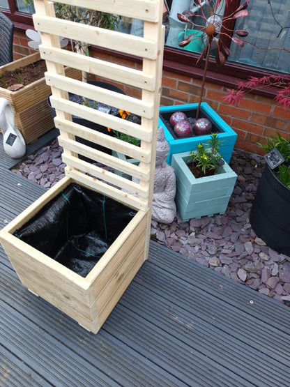 40cm X 40cm Wooden Decking Style Treated Planter With 100cm Trellis