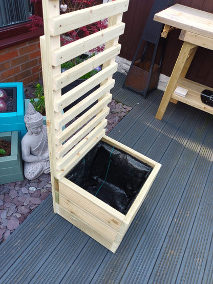 40cm X 40cm Wooden Decking Style Treated Planter With 100cm Trellis