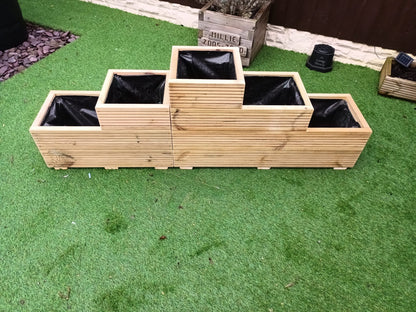 3 Tiered L Shape Deep Corner Garden Wooden Decking Planter