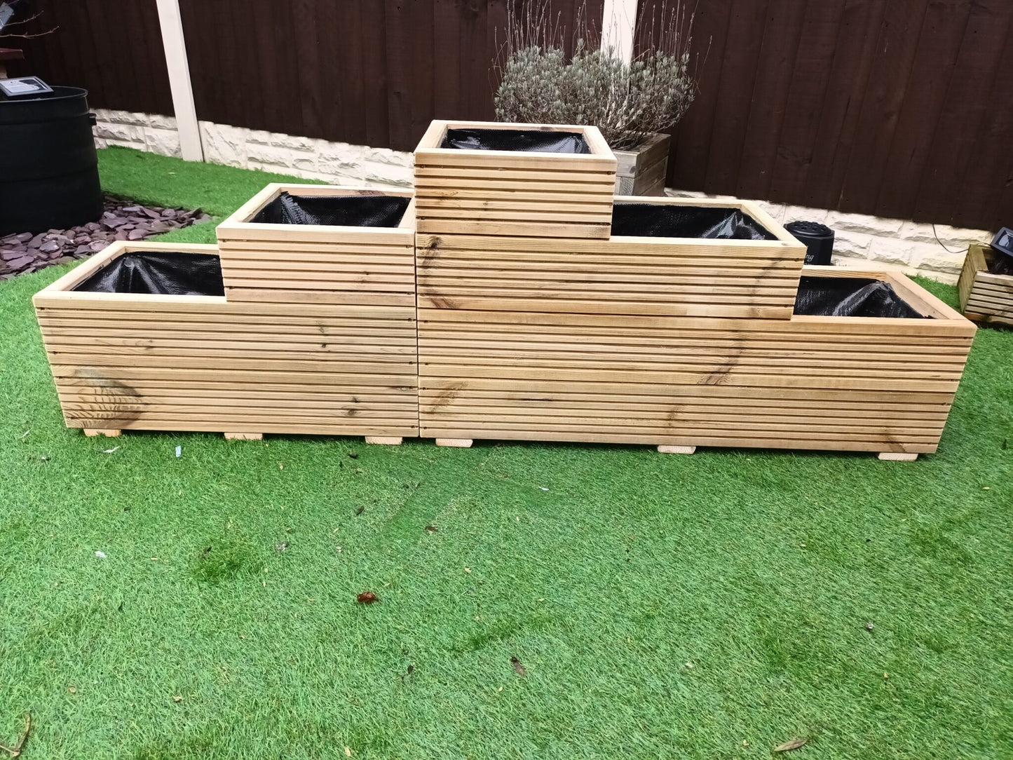 3 Tiered L Shape Deep Corner Garden Wooden Decking Planter