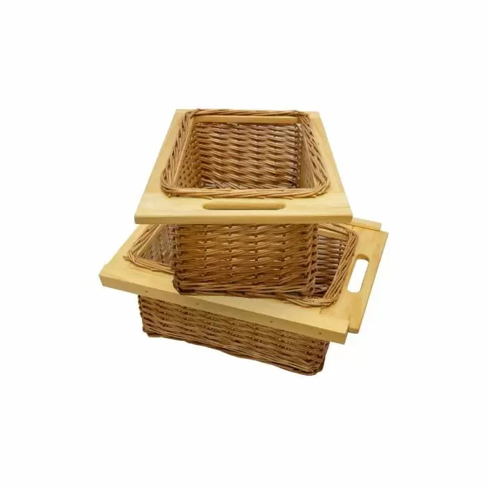 2 x Pull Out Wicker Kitchen Baskets 500mm