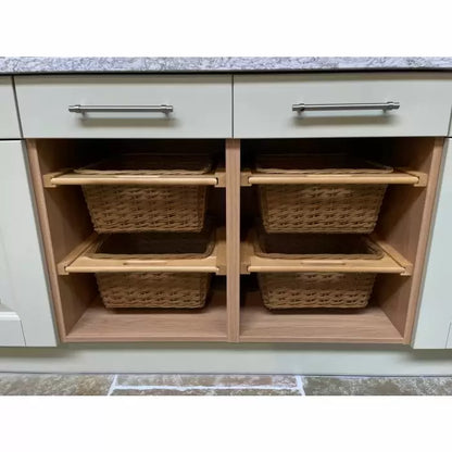 2 x Pull Out Wicker Kitchen Baskets 400mm