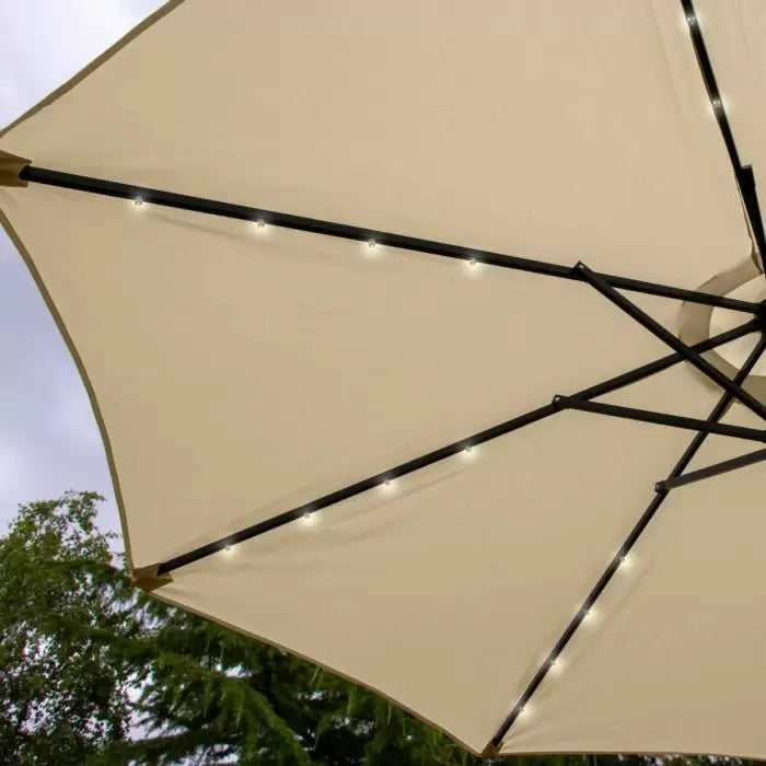 Beige 2.7m LED Tilt Parasol