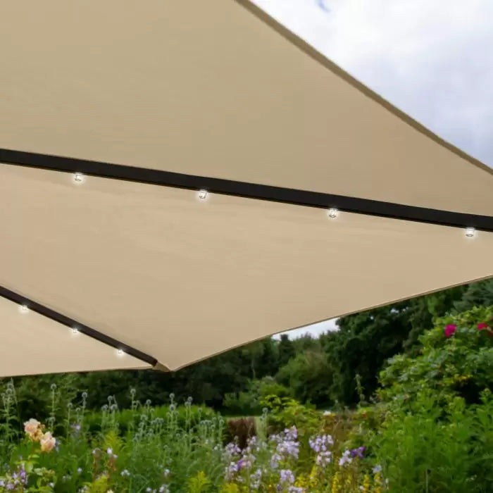 Beige 3m LED Cantilever Parasol | Multiple Styles