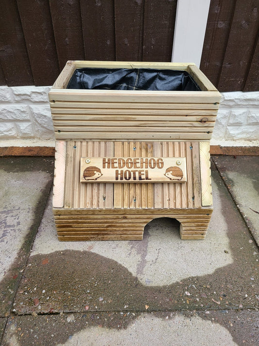 Hedgehog House With Planter Decking Wood Hibernation Home Shelter