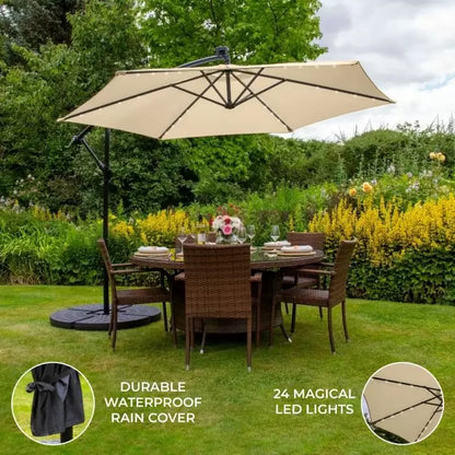 Beige 3m LED Cantilever Parasol | Multiple Styles