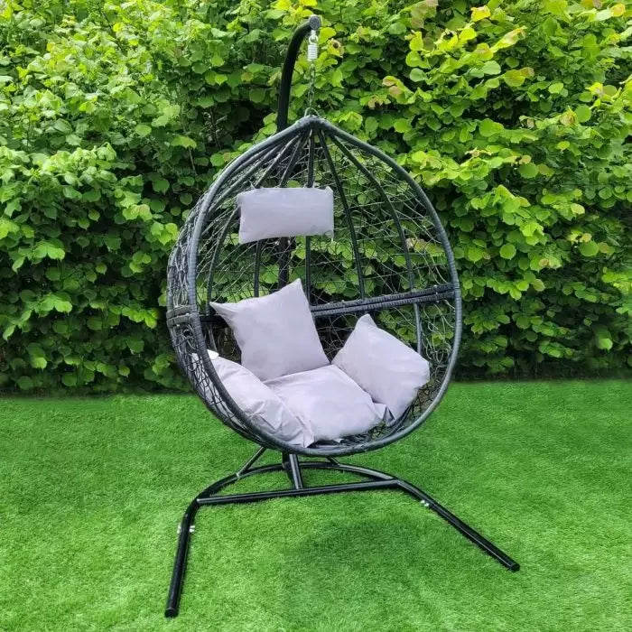 Black Rattan Egg Chair | Includes Cushions