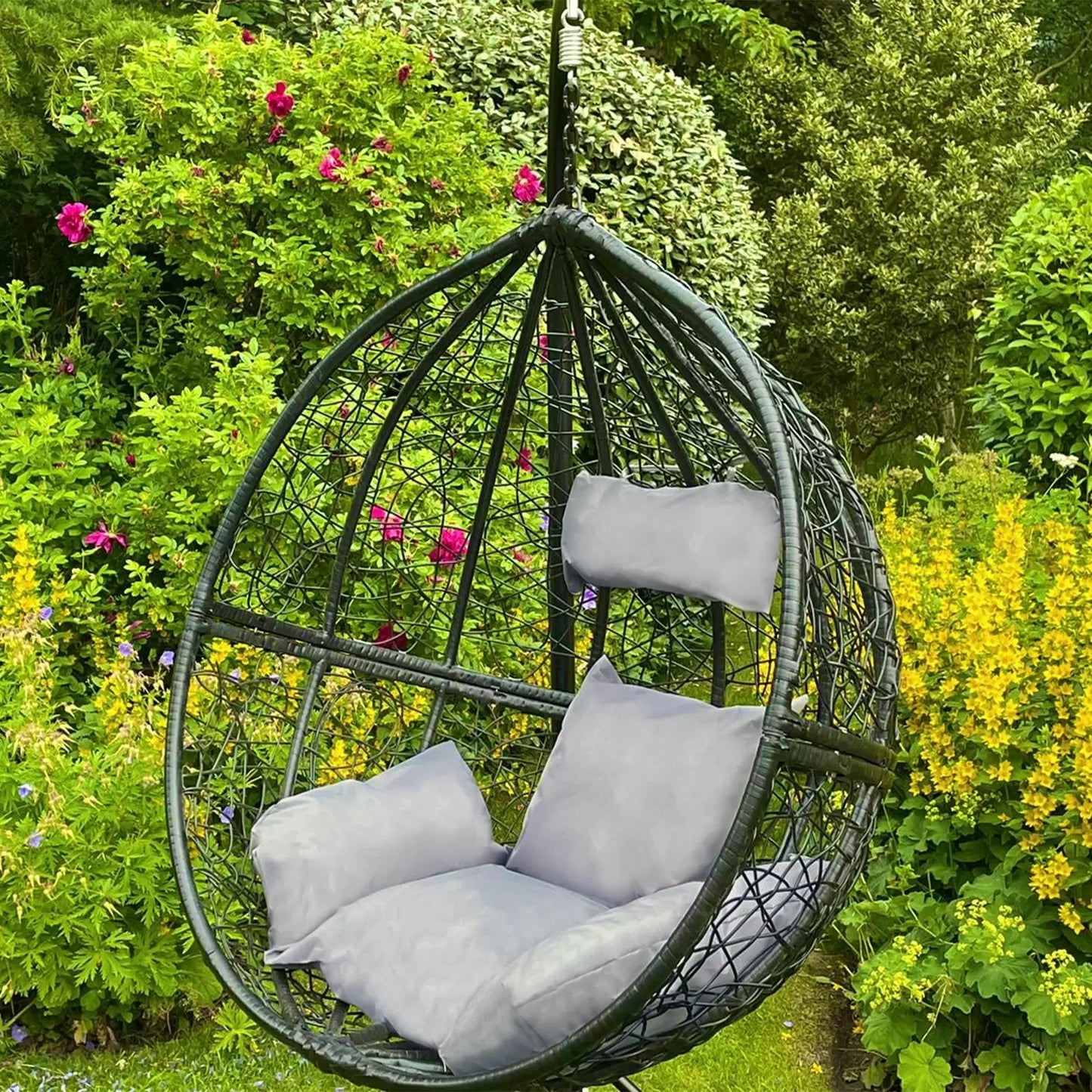 Black Rattan Egg Chair | Includes Cushions