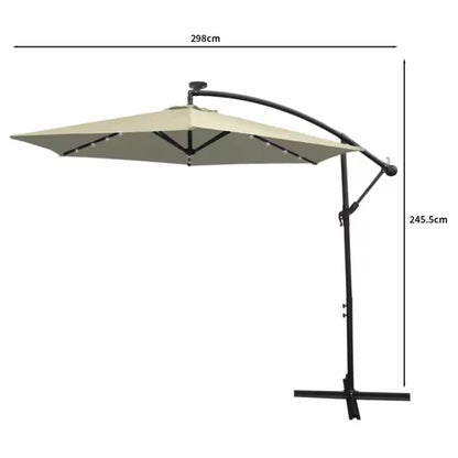 Cream 3m LED Cantilever Parasol