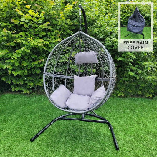 Grey Rattan Egg Chair | Includes Cushions