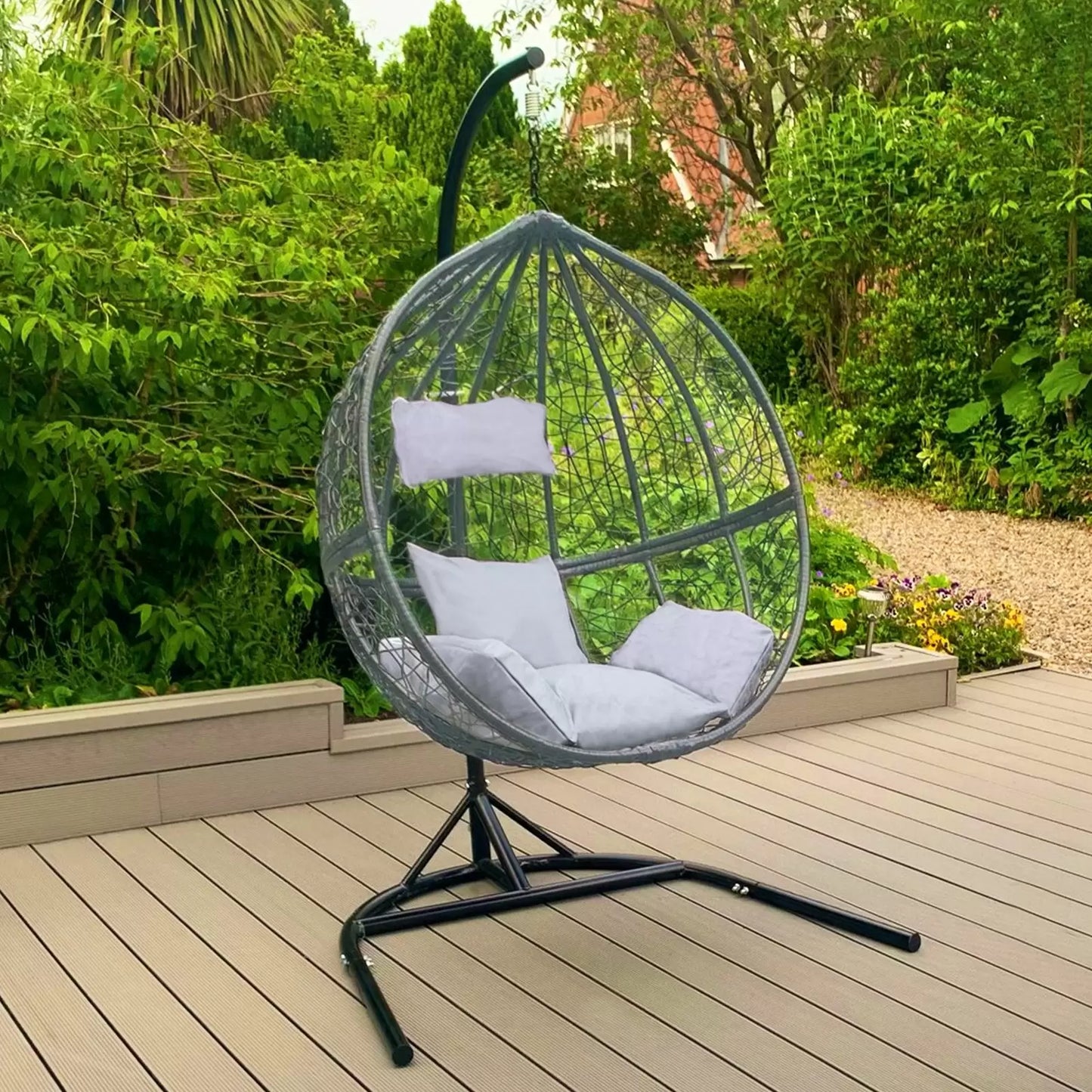 Grey Rattan Egg Chair | Includes Cushions