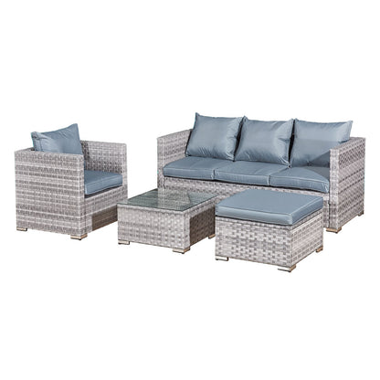 Acorn Rattan 5 Seat Lounge Sofa Set in Dove Grey with Grey Cushions