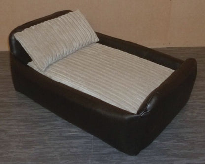 Handmade Dog Bed | Divan Sofa Bed | Faux Leather Washable Chunky Jumbo Cord | Custom orders available