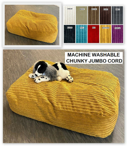 Handmade Dog bed Bean Bag Mattress | Washable Jumbo Cord Zip Cover