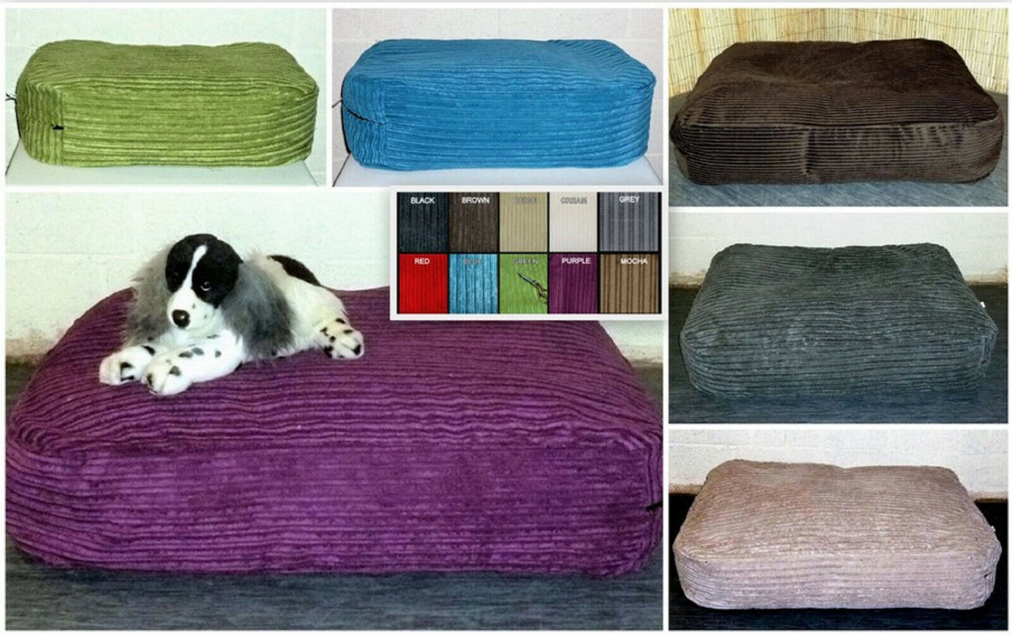 Handmade Dog bed Bean Bag Mattress | Washable Jumbo Cord Zip Cover