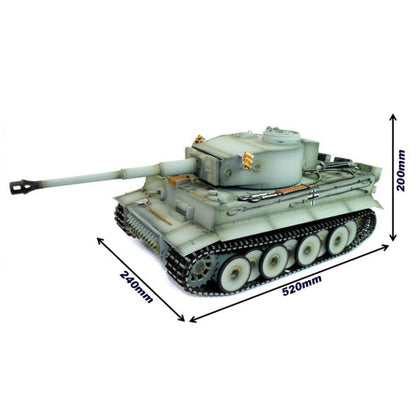 Taigen Hand Painted RC Tank Tiger I Grey - Full Metal Upgrade - 360 Rotating & Smoking Barrel