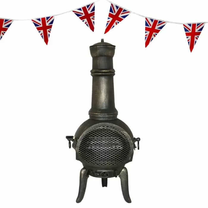 Cast Iron Chimenea & Union Jack Bunting