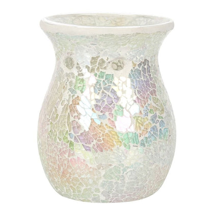 Large White Iridescent Crackle Oil Burner